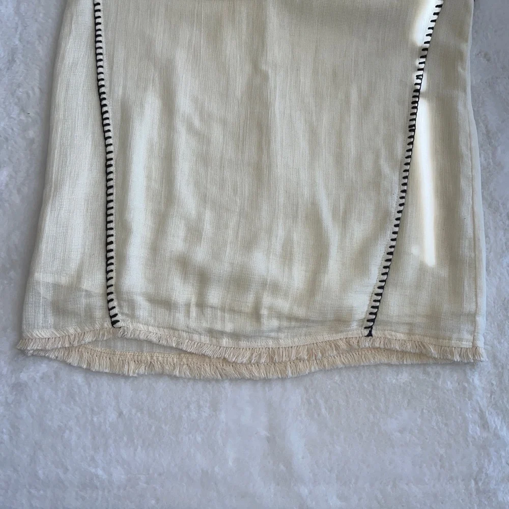 Moon River Blanket Stitch Shift Dress In Cream With Black Stitches Size Small - Picture 11 of 11